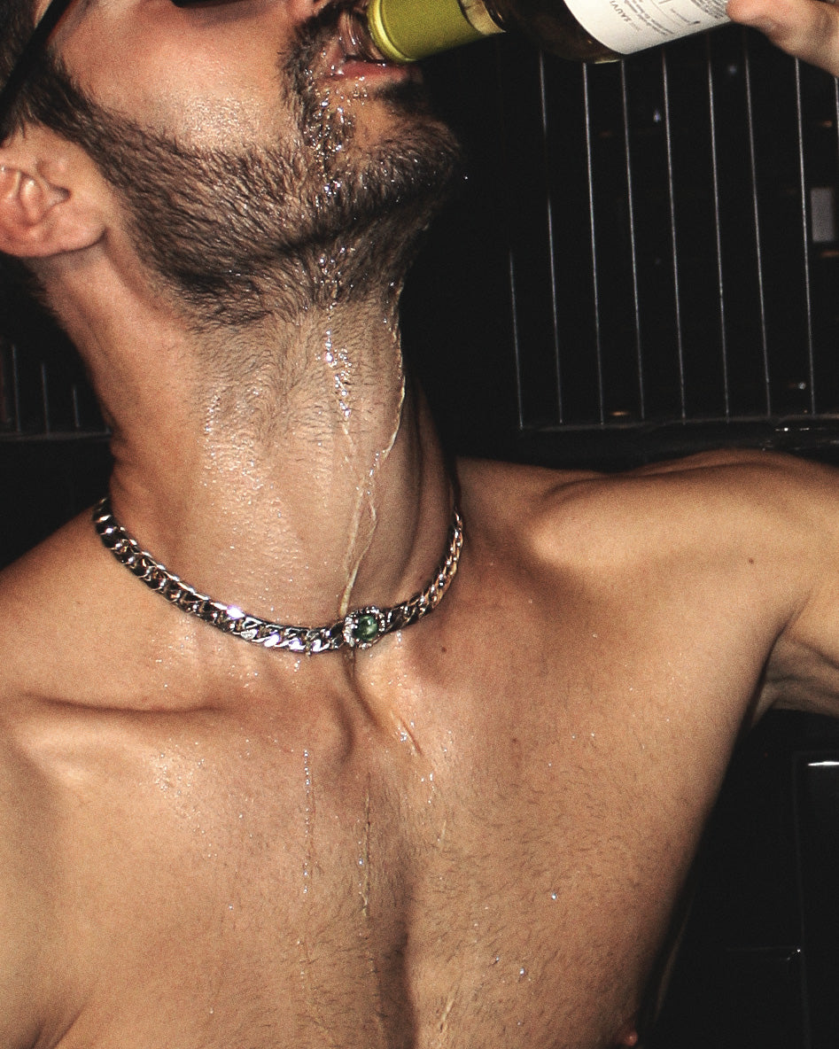 PRASIOLITE CUBAN CHOKER