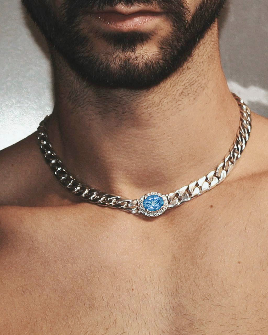 BLUE TOPAZ CUBAN CHOKER