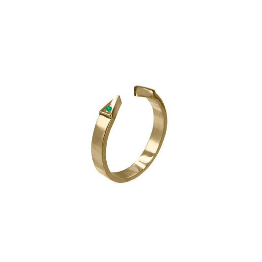 KIKY TAIL RING EMERALD GOLD 14K