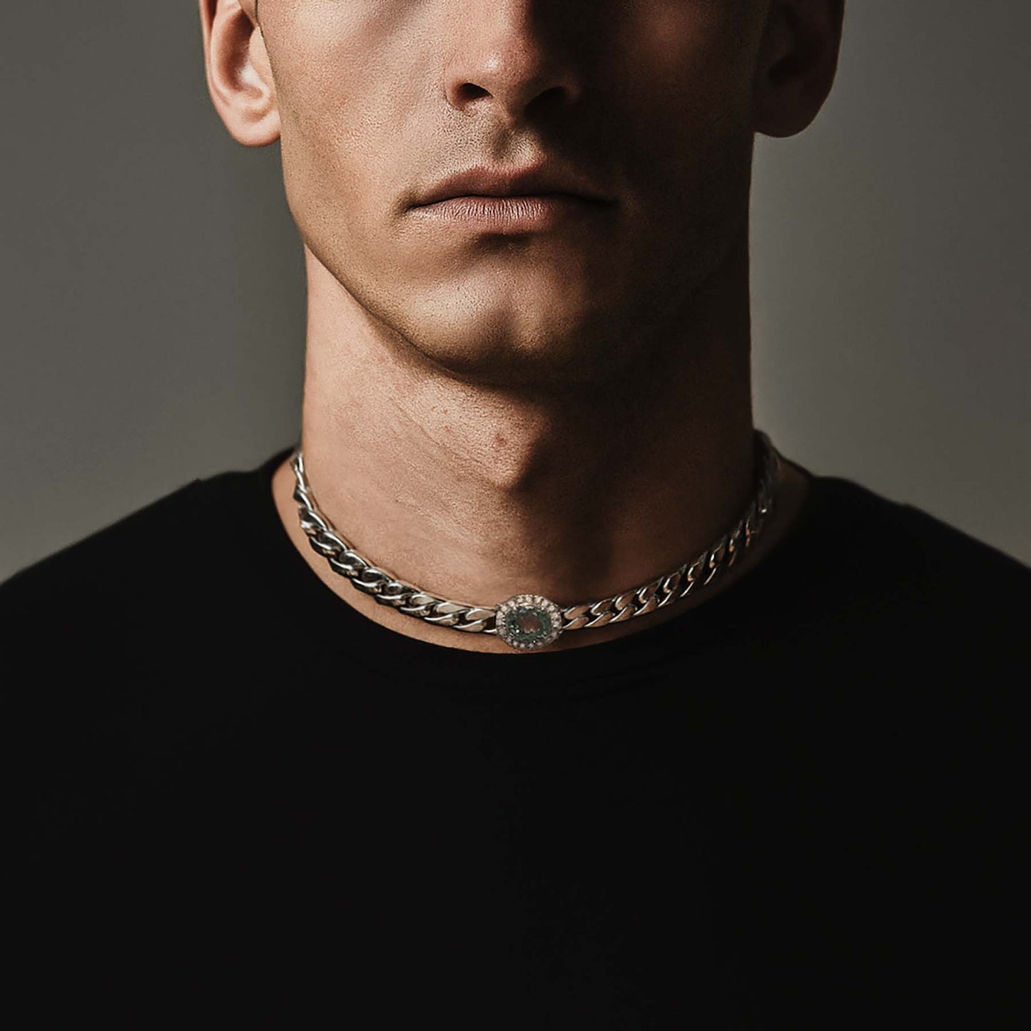 PRASIOLITE CUBAN CHOKER