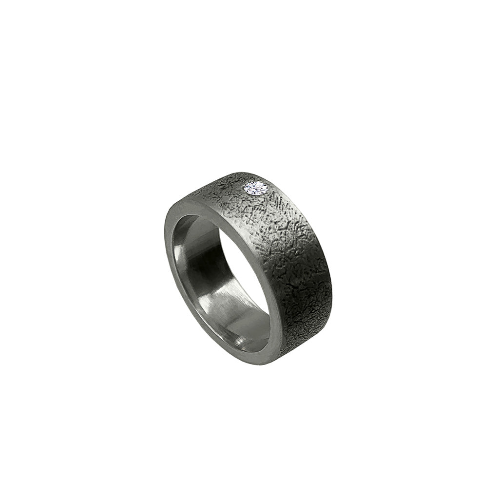 RUSTIC MOISSANITE BAND ( SILVER )