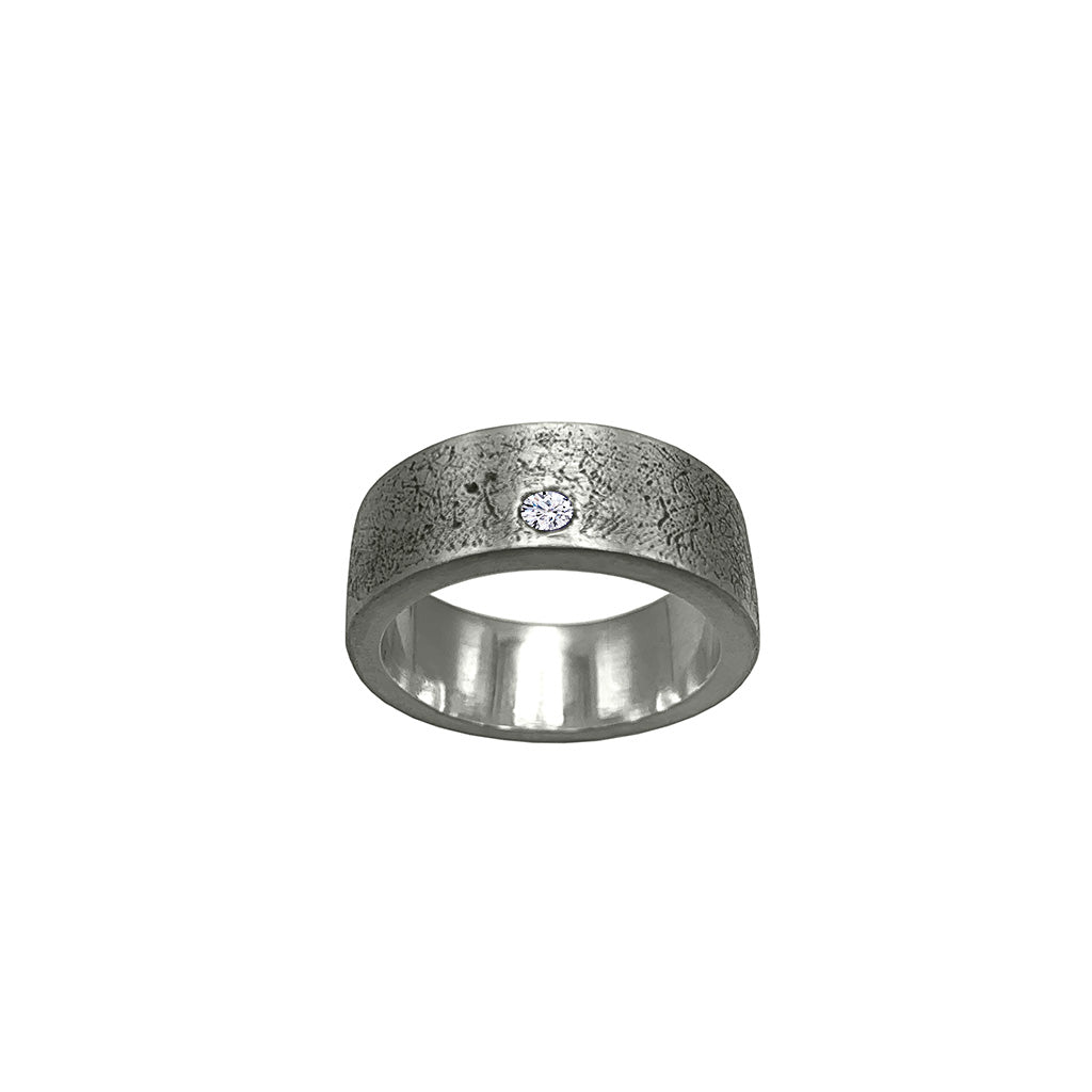 RUSTIC MOISSANITE BAND ( SILVER )